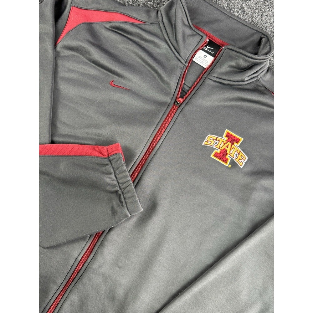 Nike Iowa State Cyclones Dri Fit Track Jacket XL Gray Red 25.5x30